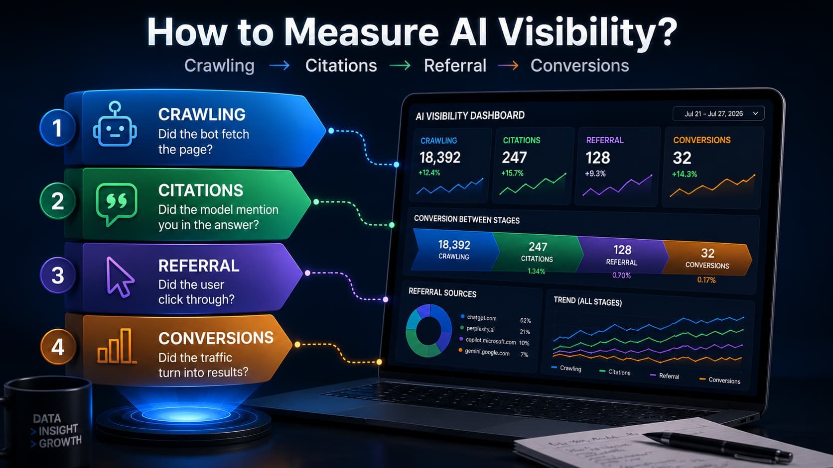 AI Görünürlüğünü Ölçmek: GEO KPI'ları ve İzleme Paneli