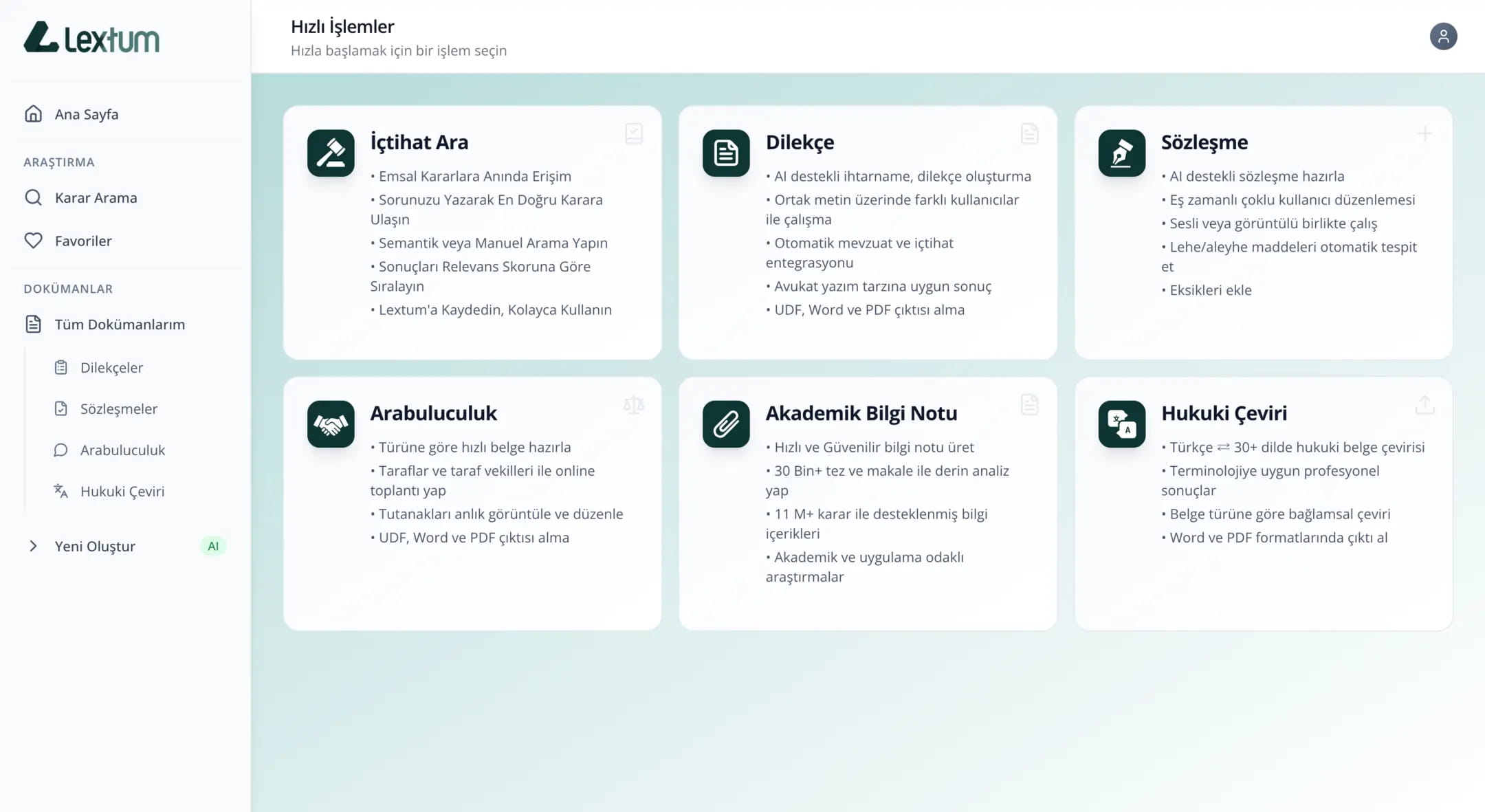 Lextum AI - Yapay Zeka Destekli Hukuki Doküman Yönetimi