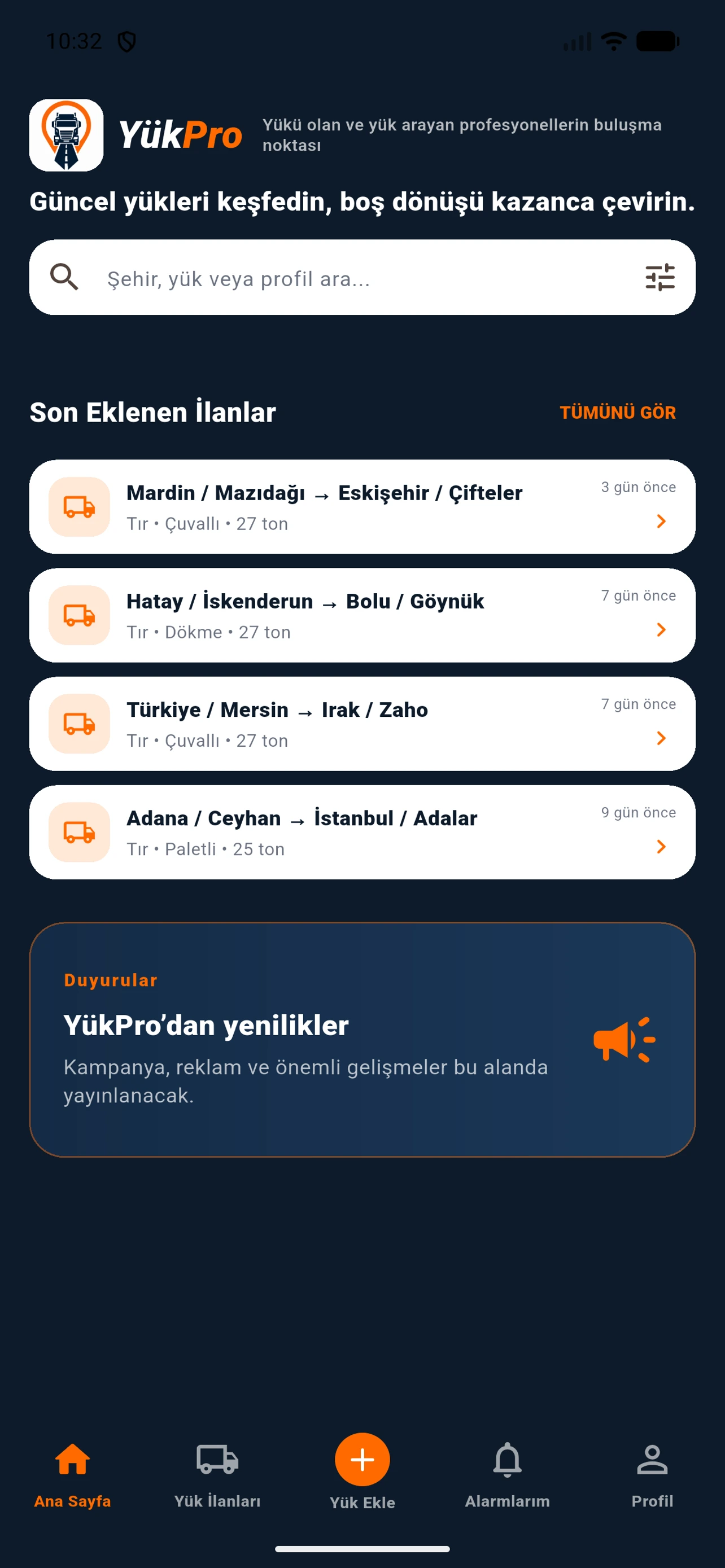 Yükpro - Freight & Load Board Platform Screenshot 2